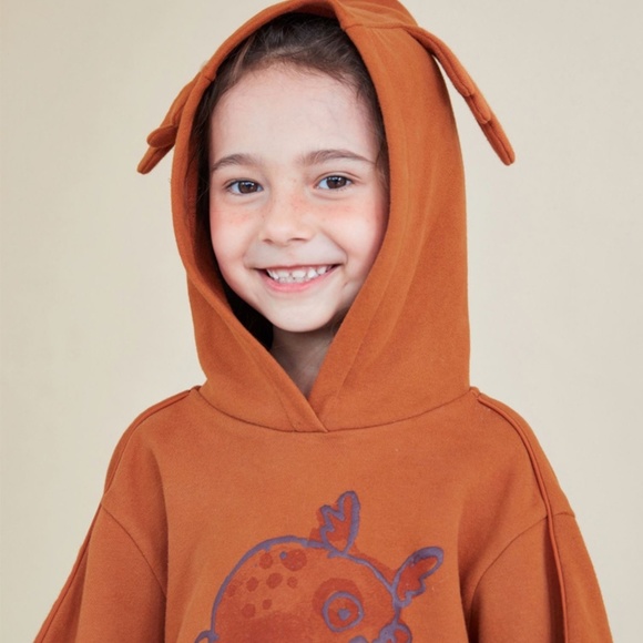 Private label kids orange hoodie 5/6Y=120cm - Picture 4 of 11